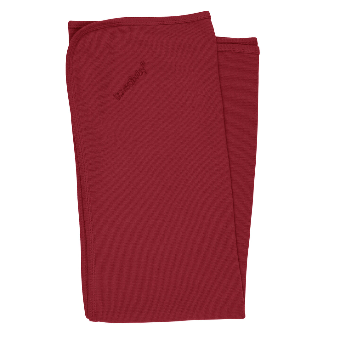 Organic Thermal Swaddling Blanket in Crimson, Flat