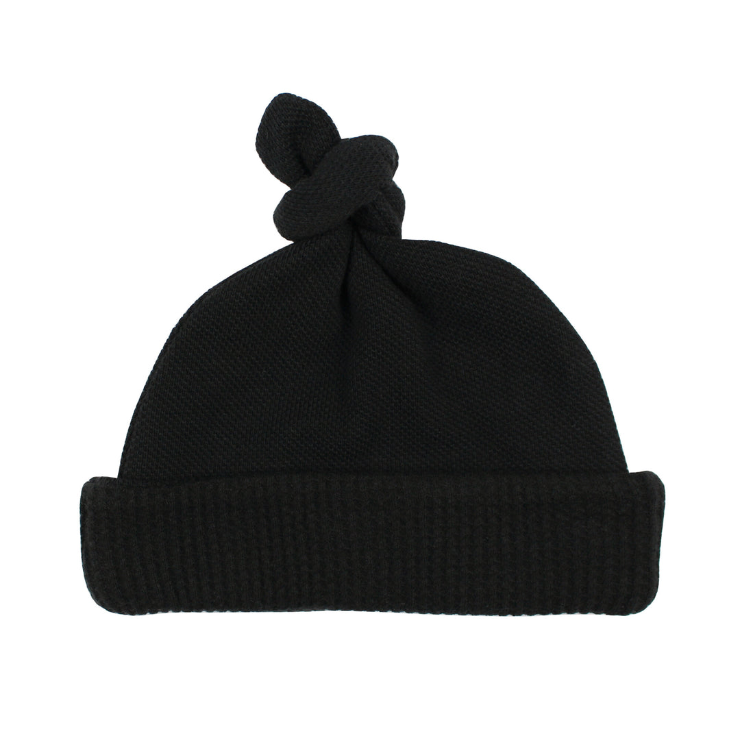 Organic Pique Knotted Hat in Black.
