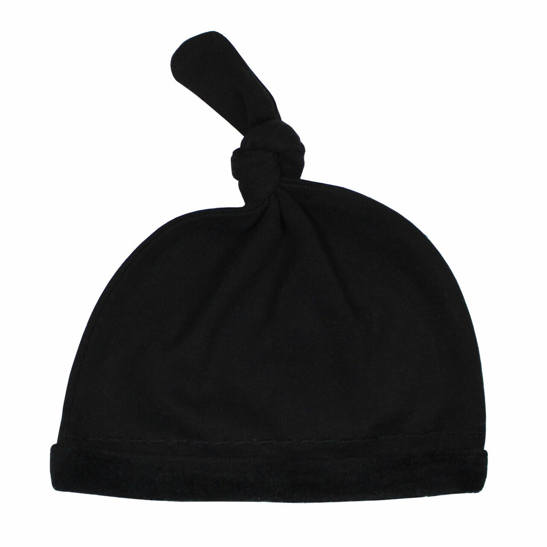 Velveteen Top-Knot Hat in Black, Flat