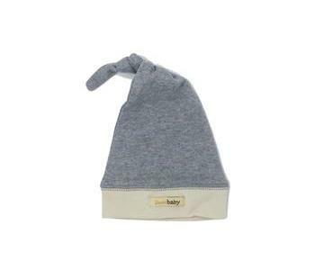 Organic Knotted Cap in Stone/Heather Gray, Flat
