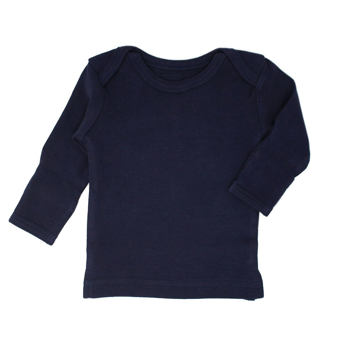 Organic L/Sleeve Shirt in Navy, a dark blue color.