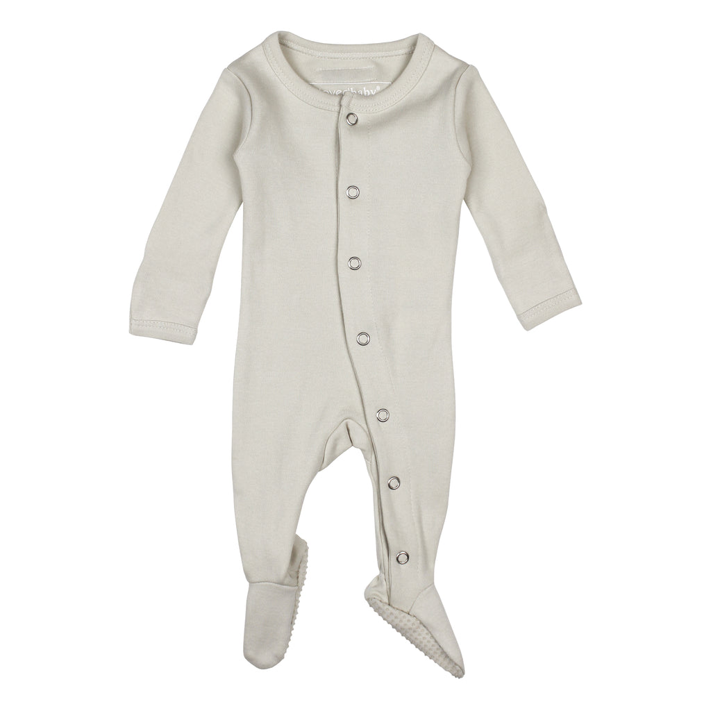 Stone | Organic Snap Footie - L'ovedbaby organic cotton footed jumpsuit