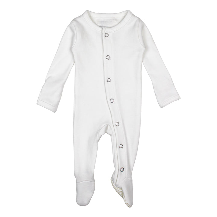 Organic Snap Footie in White.