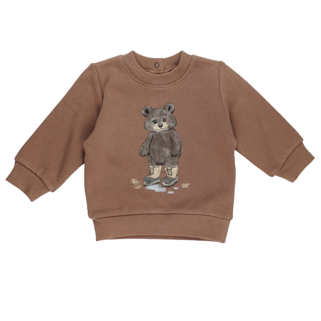 Cozy Fleece Crewneck Sweatshirt in Black Bear.