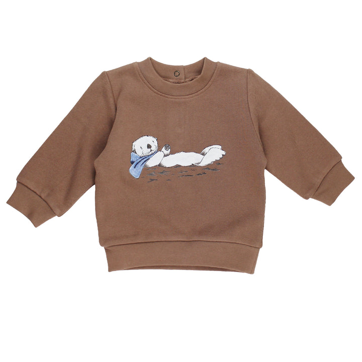 Kids' Cozy Fleece Crewneck Sweatshirt in Sea Otter.