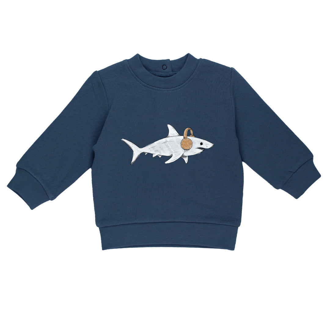 Cozy Fleece Crewneck Sweatshirt in Sharks.