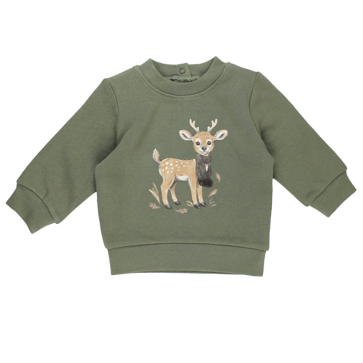 Cozy Fleece Crewneck Sweatshirt in White Tail Deer.