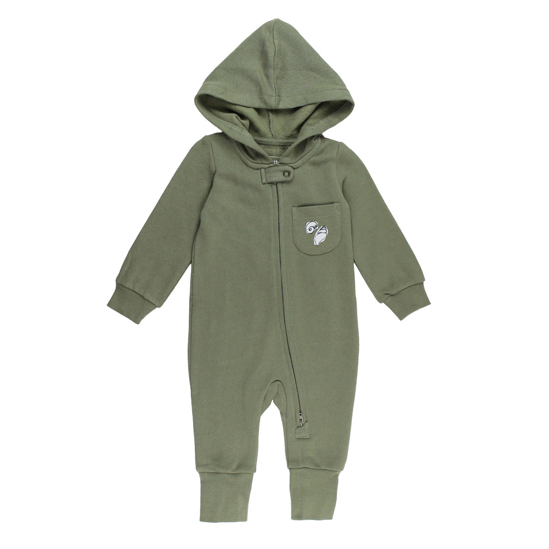 Organic Cozy Hooded Zipper Romper in Octopus.