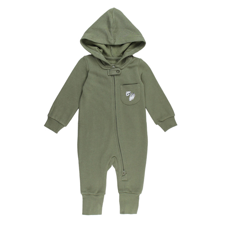 Organic Cozy Hooded Zipper Romper in Octopus.