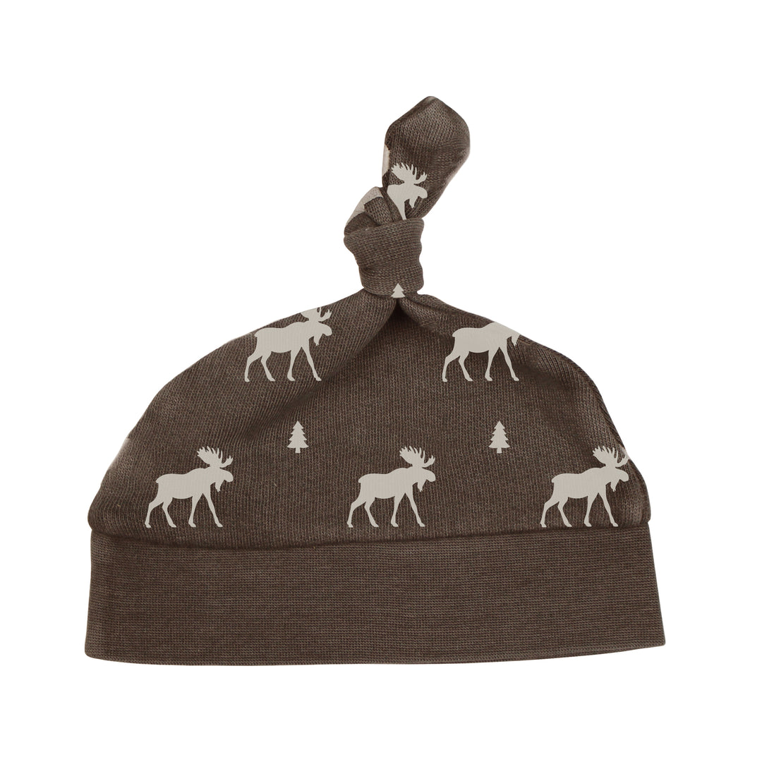 Organic Cozy Knotted Hat in Bark Moose.