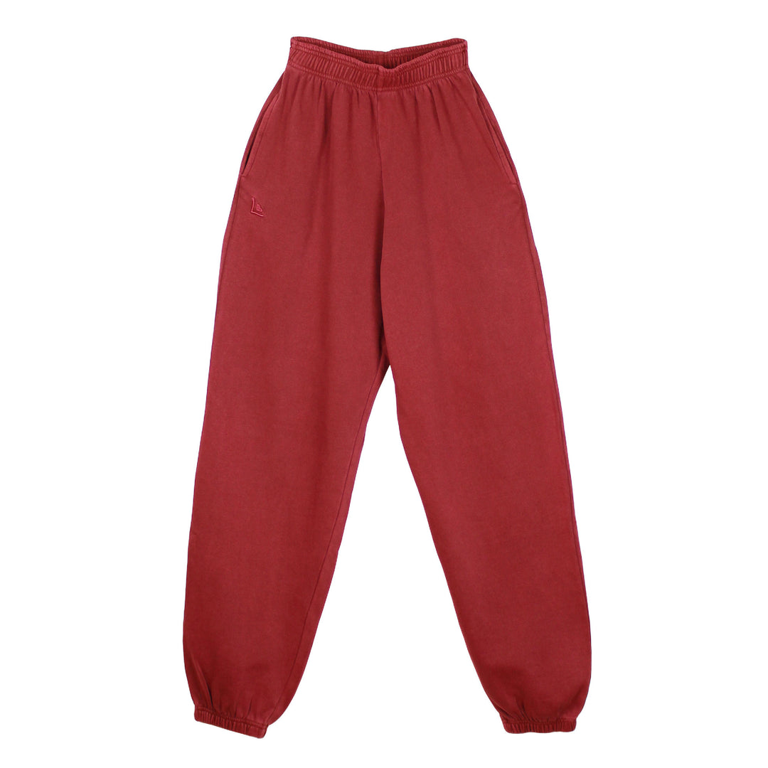 Women's Organic Fleece Joggers in Cherry, a bright red color.