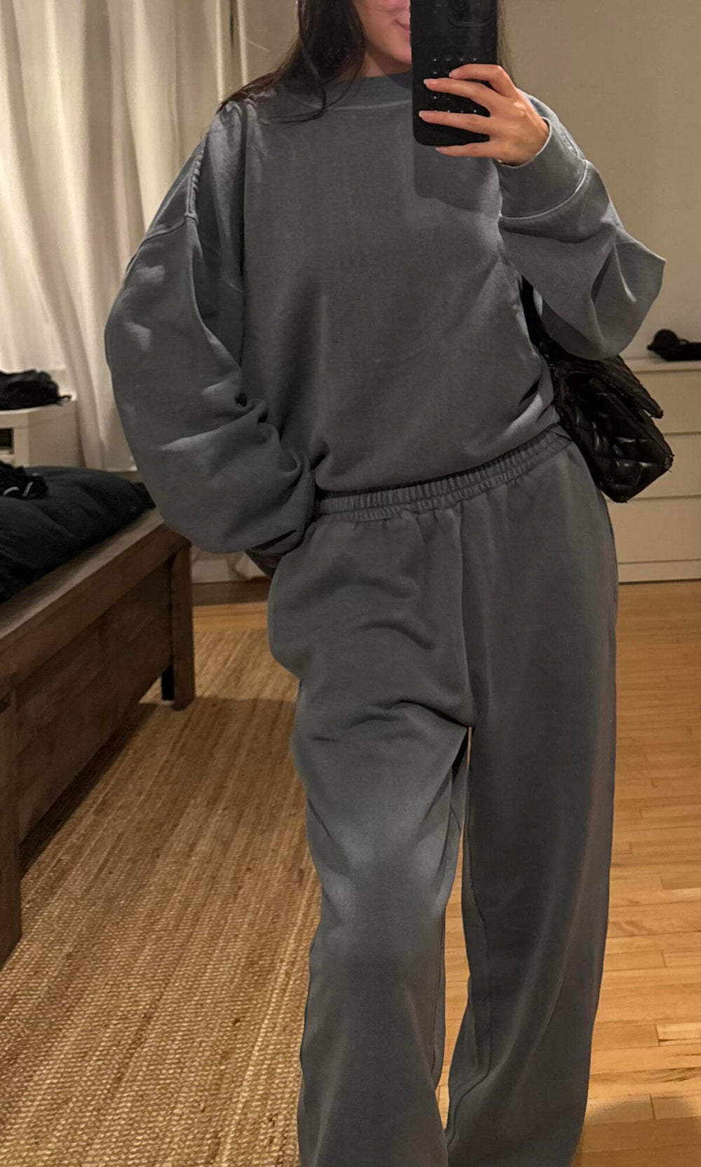 Woman wearing a moonstone sweatspants