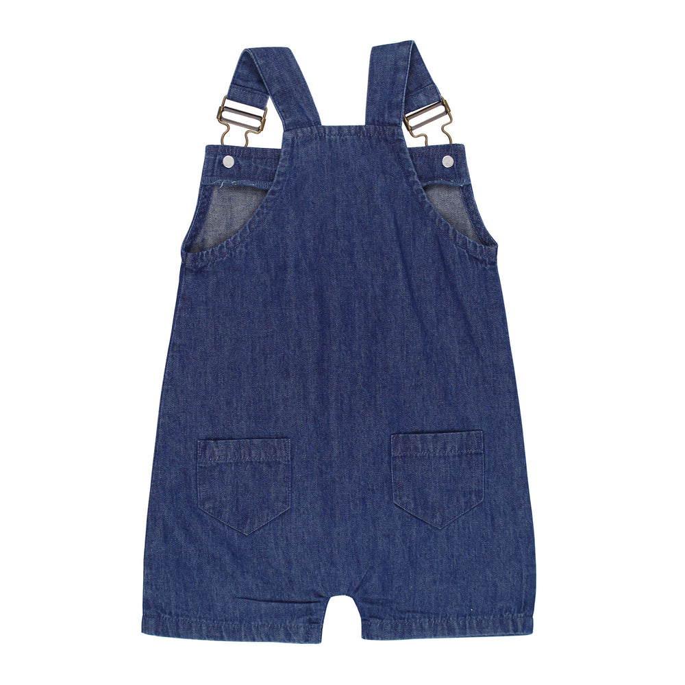 Back view of Denim Sleeveless Overall in Denim.