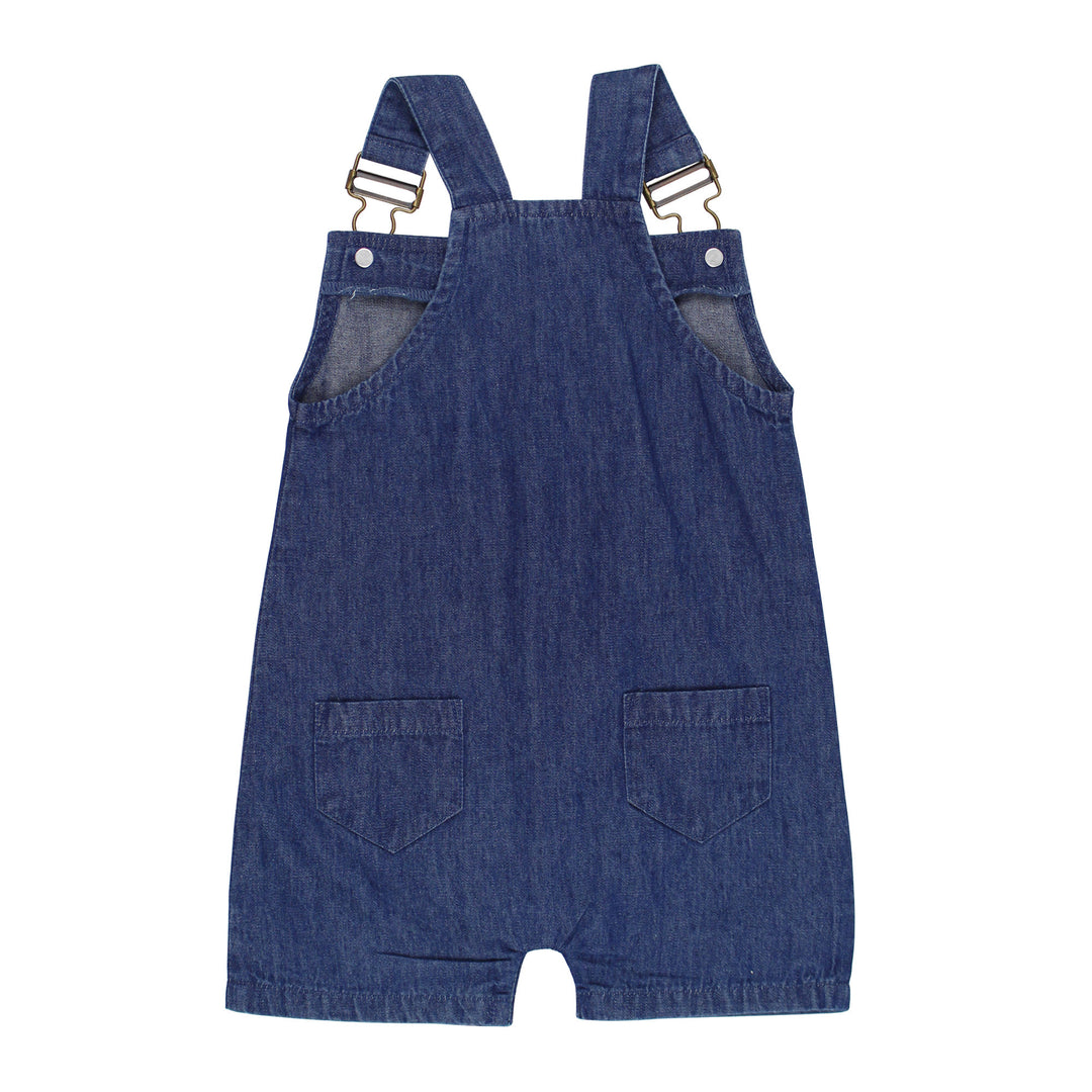 Back view of Denim Sleeveless Overall in Denim.