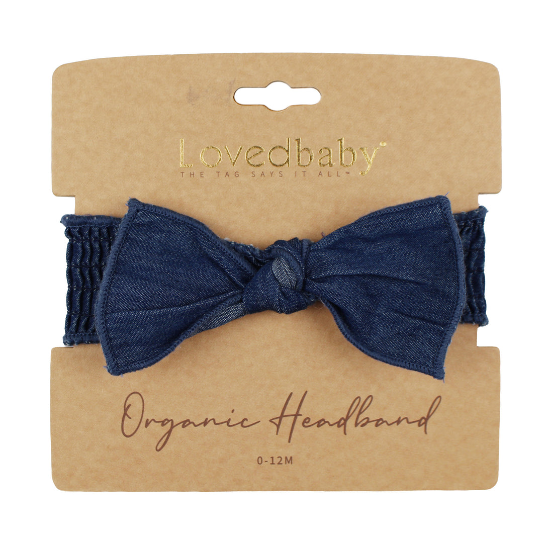 Denim Smocked Headband in True Blue.