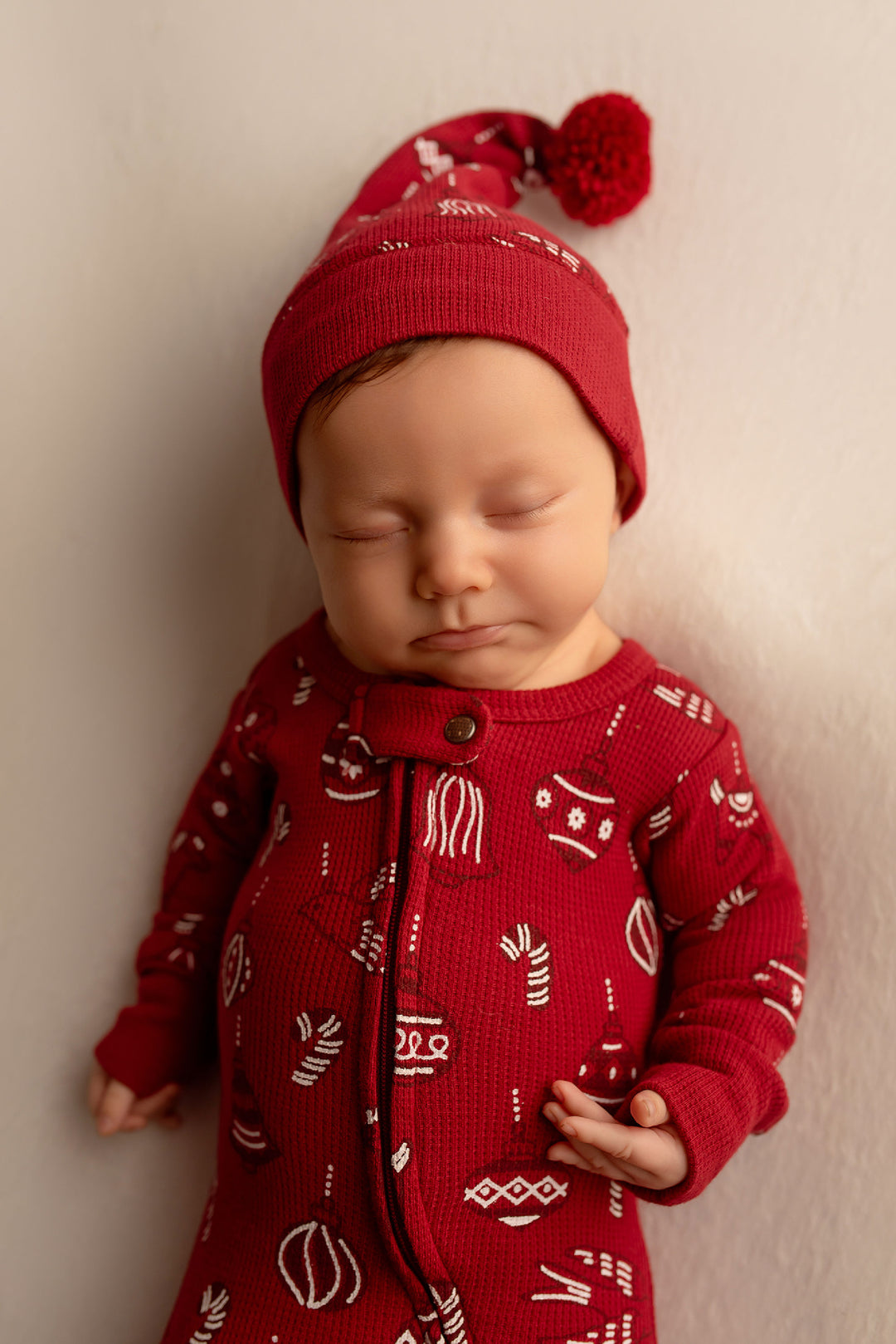 Child wearing Holiday Thermal 2-Way Zipper Footie & Cap Set in Ornamini.