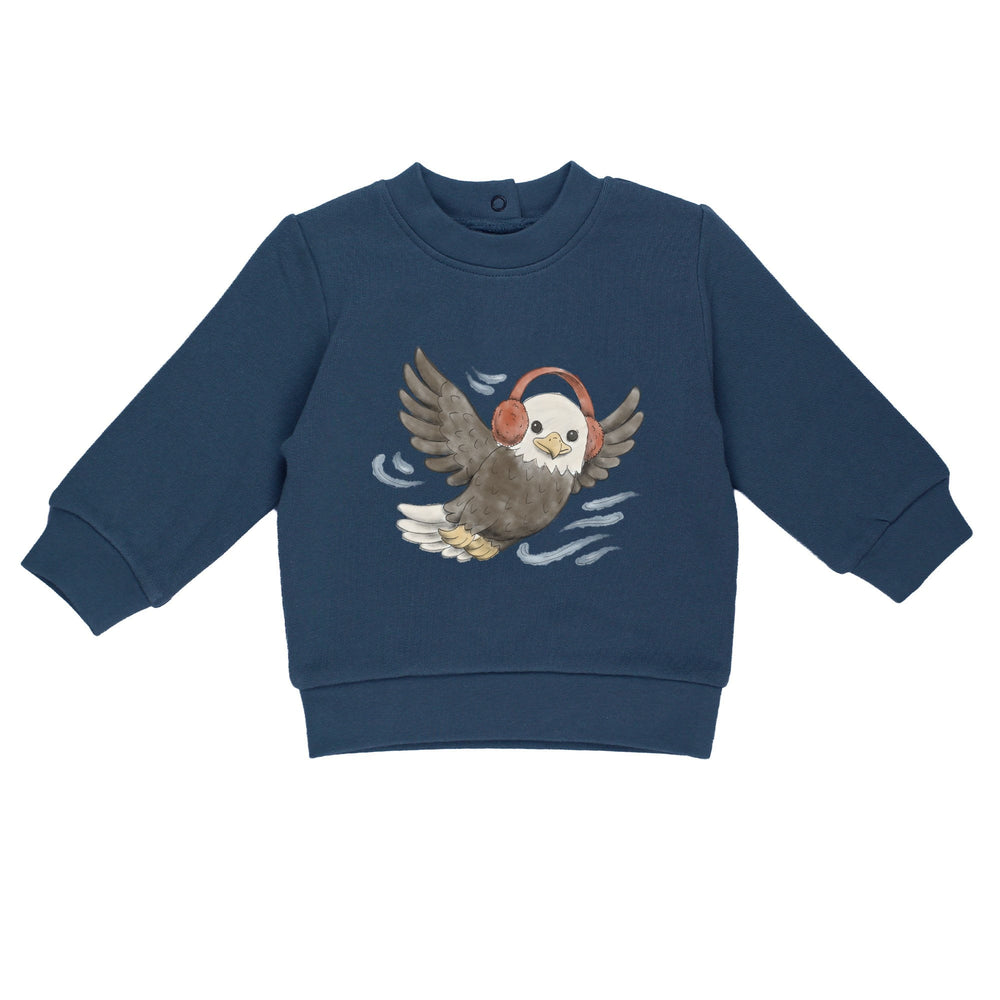 Kids' Cozy Fleece Crewneck Sweatshirt in Bald Eagle.