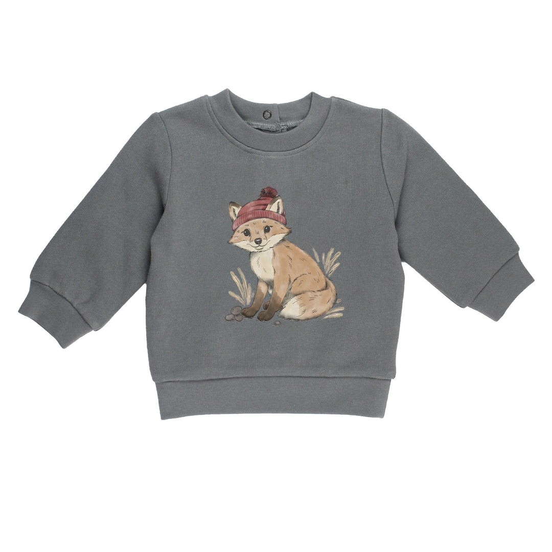 Kids' Cozy Fleece Crewneck Sweatshirt in Red Fox.