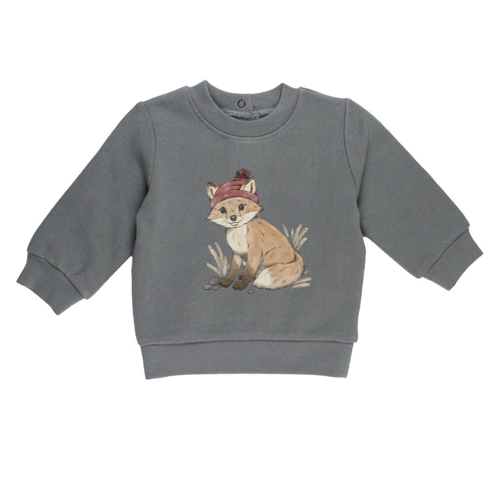 Kids' Cozy Fleece Crewneck Sweatshirt in Red Fox.