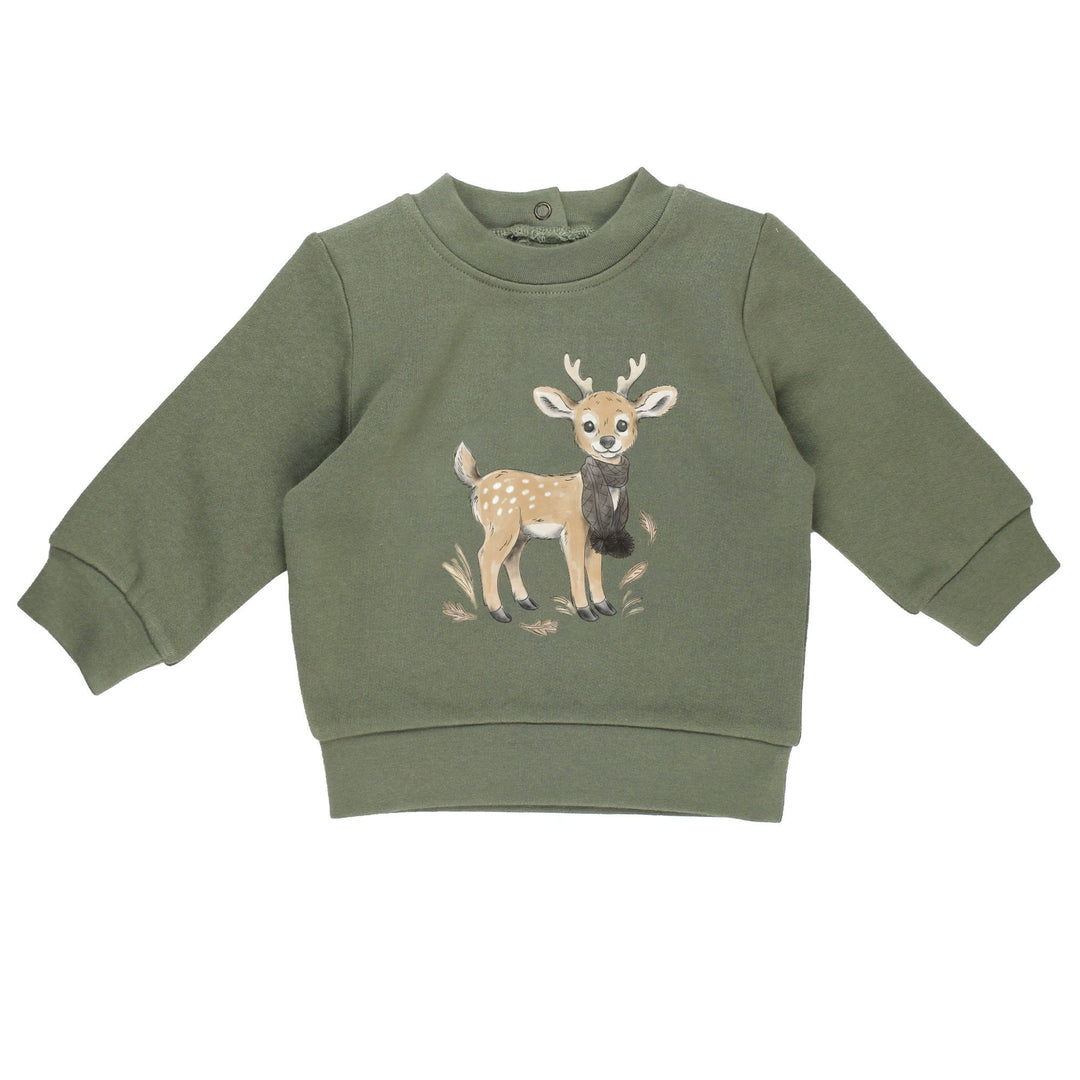 Kids' Cozy Fleece Crewneck Sweatshirt in White Tail Deer.
