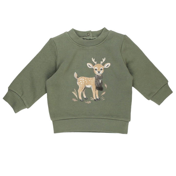 Kids' Cozy Fleece Crewneck Sweatshirt in White Tail Deer.