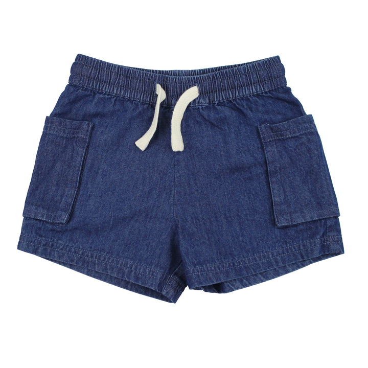 Kids' Denim Cargo Short in Denim.