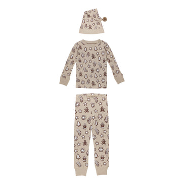 Holiday Thermal Long-Sleeve PJ & Cap Set in Ginger Glow.