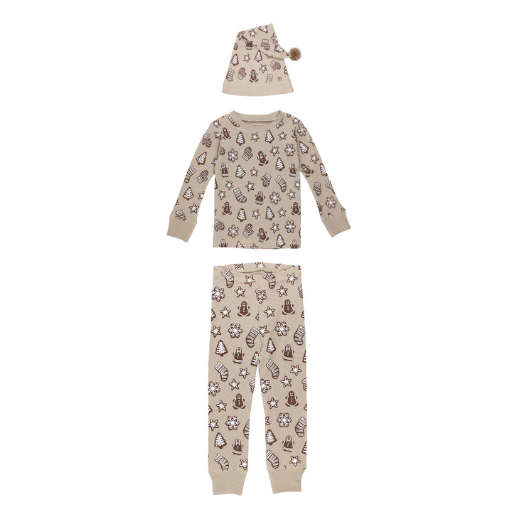 Holiday Thermal Long-Sleeve PJ & Cap Set in Ginger Glow.