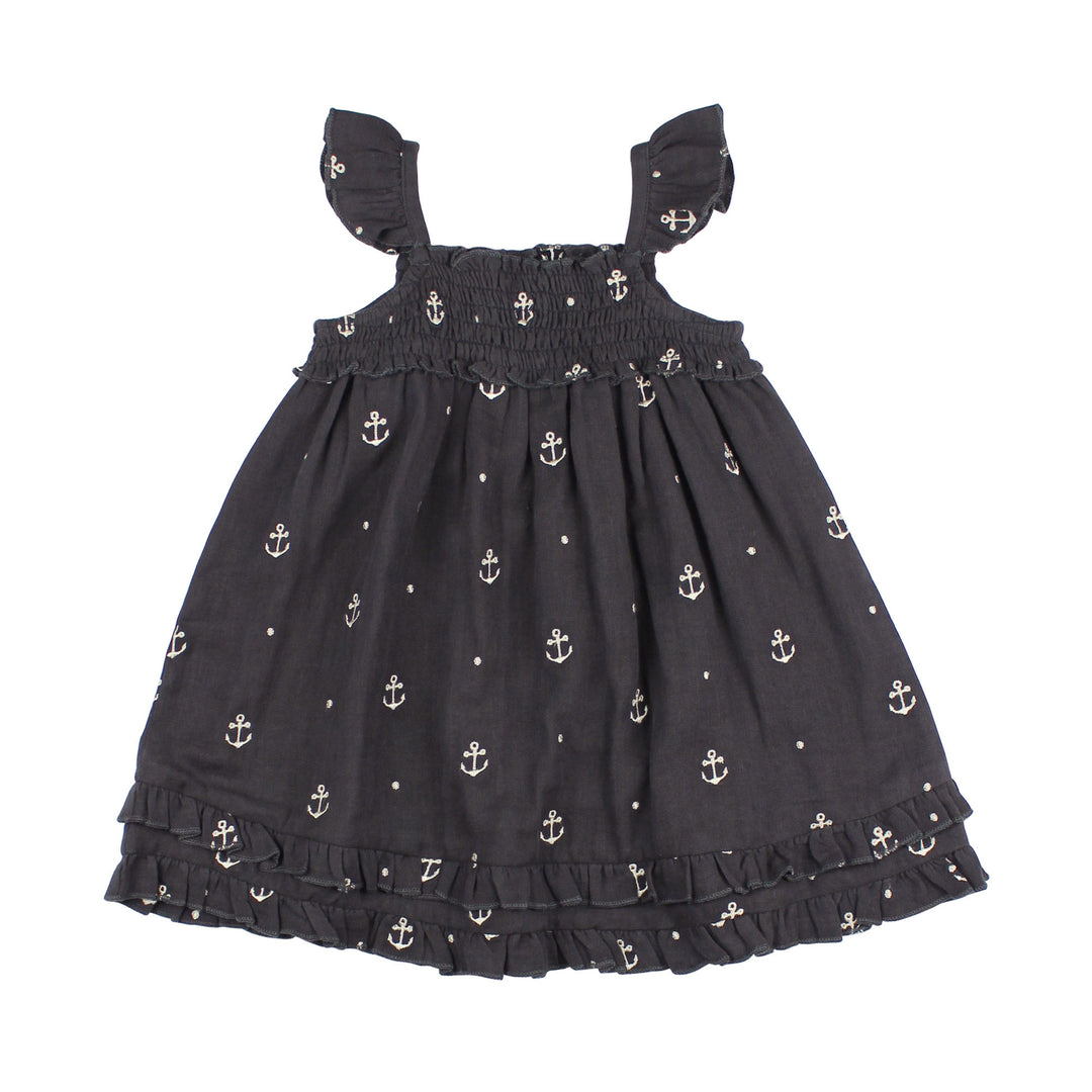 Kids' Organic Muslin Summer Dress in Chia Anchor.