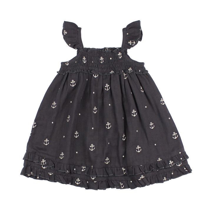 Kids' Organic Muslin Summer Dress in Chia Anchor.