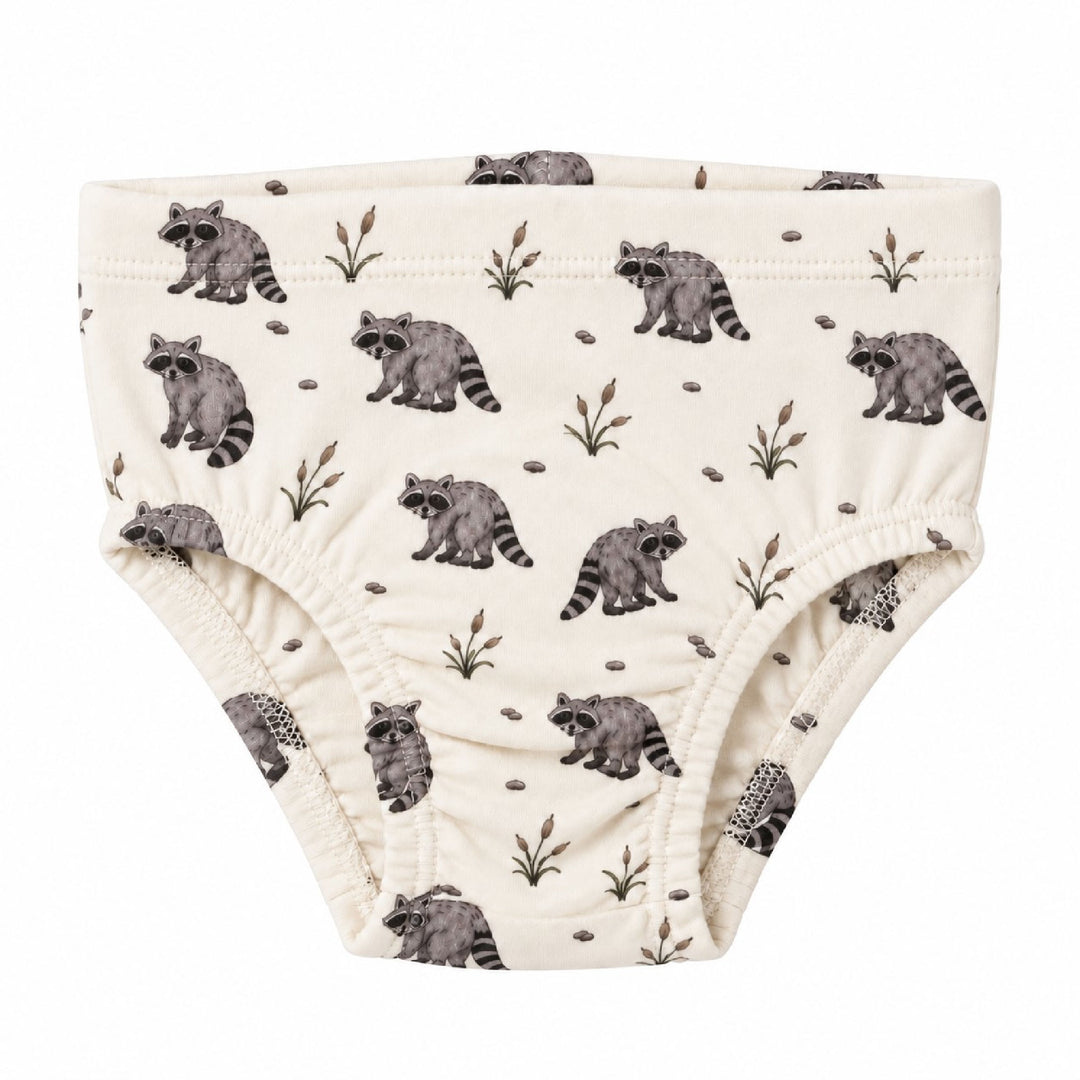 Organic Potty-Training Briefs in Raccoon.