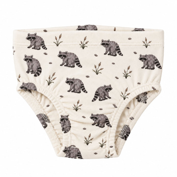 Organic Potty-Training Briefs in Raccoon.