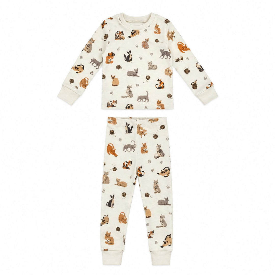 Kids' Organic L/Sleeve PJ Set in 9 Lives.