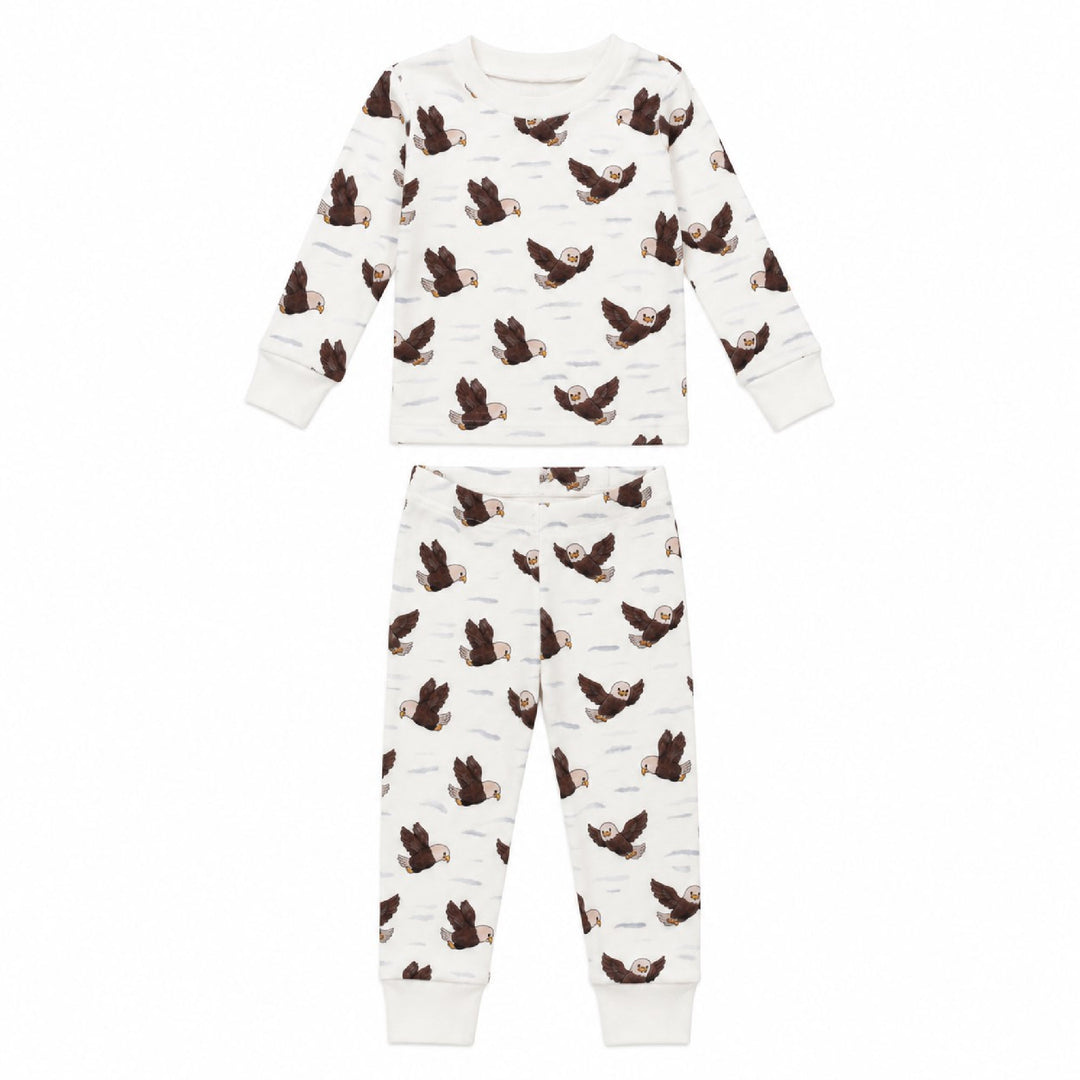 Kids' Organic L/Sleeve PJ Set in Bald Eagle.