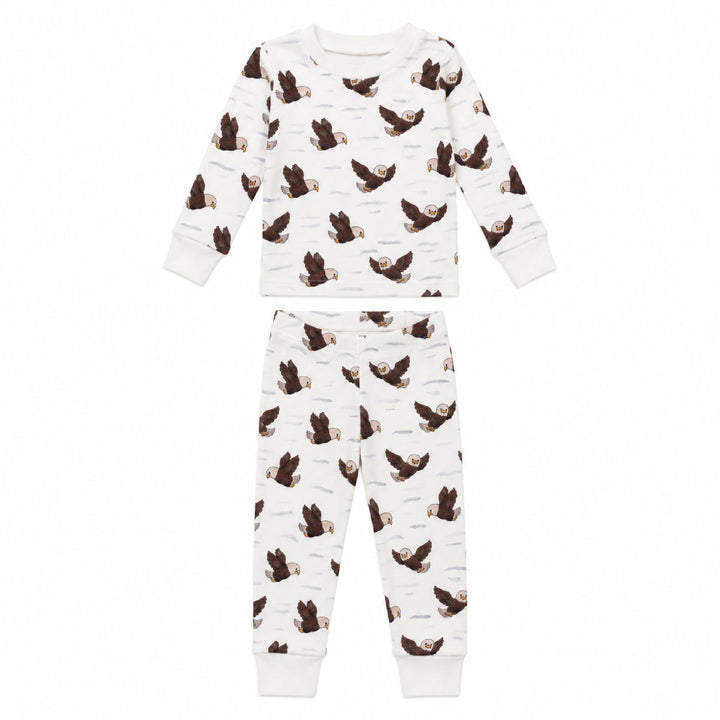 Kids' Organic L/Sleeve PJ Set in Bald Eagle.