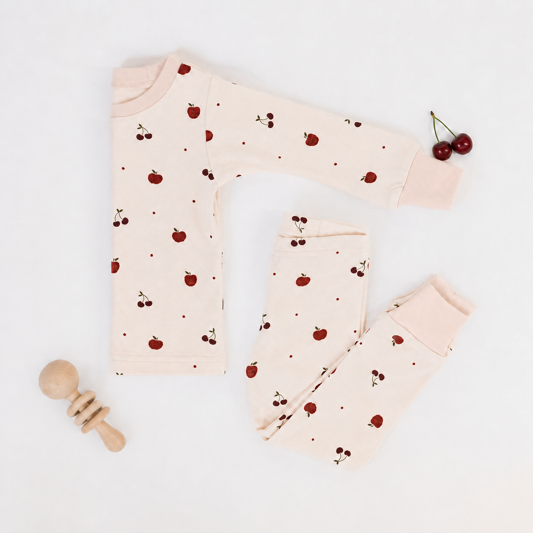 Kids' Organic L/Sleeve PJ Set in Cherry Apple
