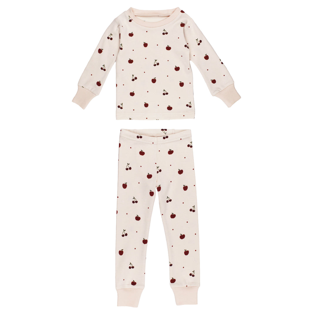 Kids' Organic L/Sleeve PJ Set in Cherry Apple.