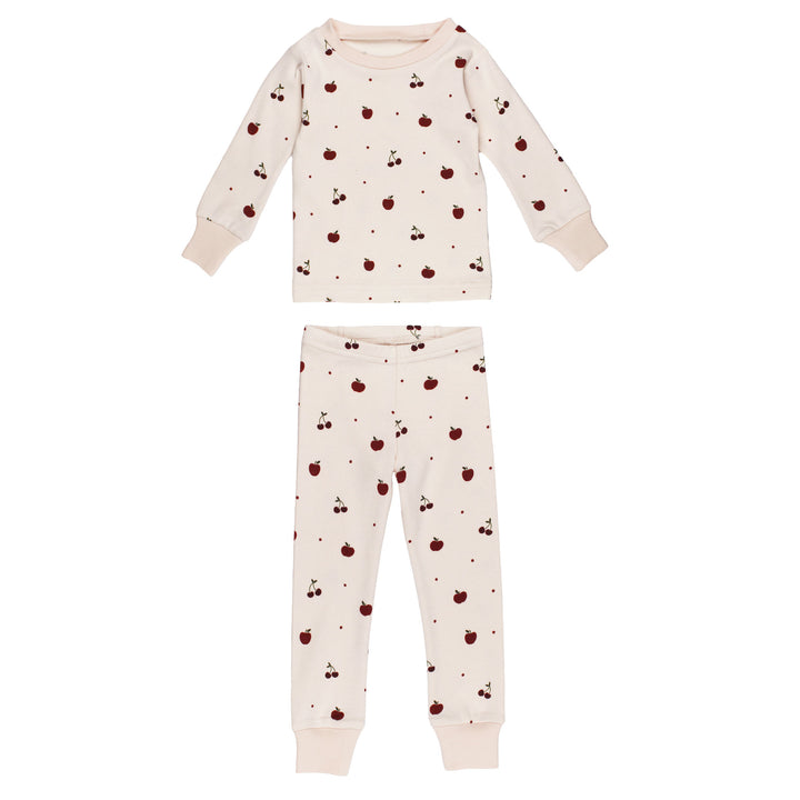 Kids' Organic L/Sleeve PJ Set in Cherry Apple.