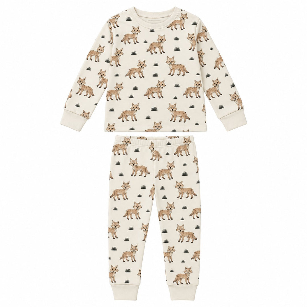 Kids' Organic L/Sleeve PJ Set in Coyote.