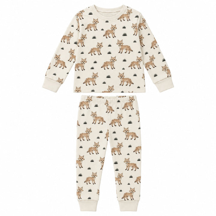 Kids' Organic L/Sleeve PJ Set in Coyote.