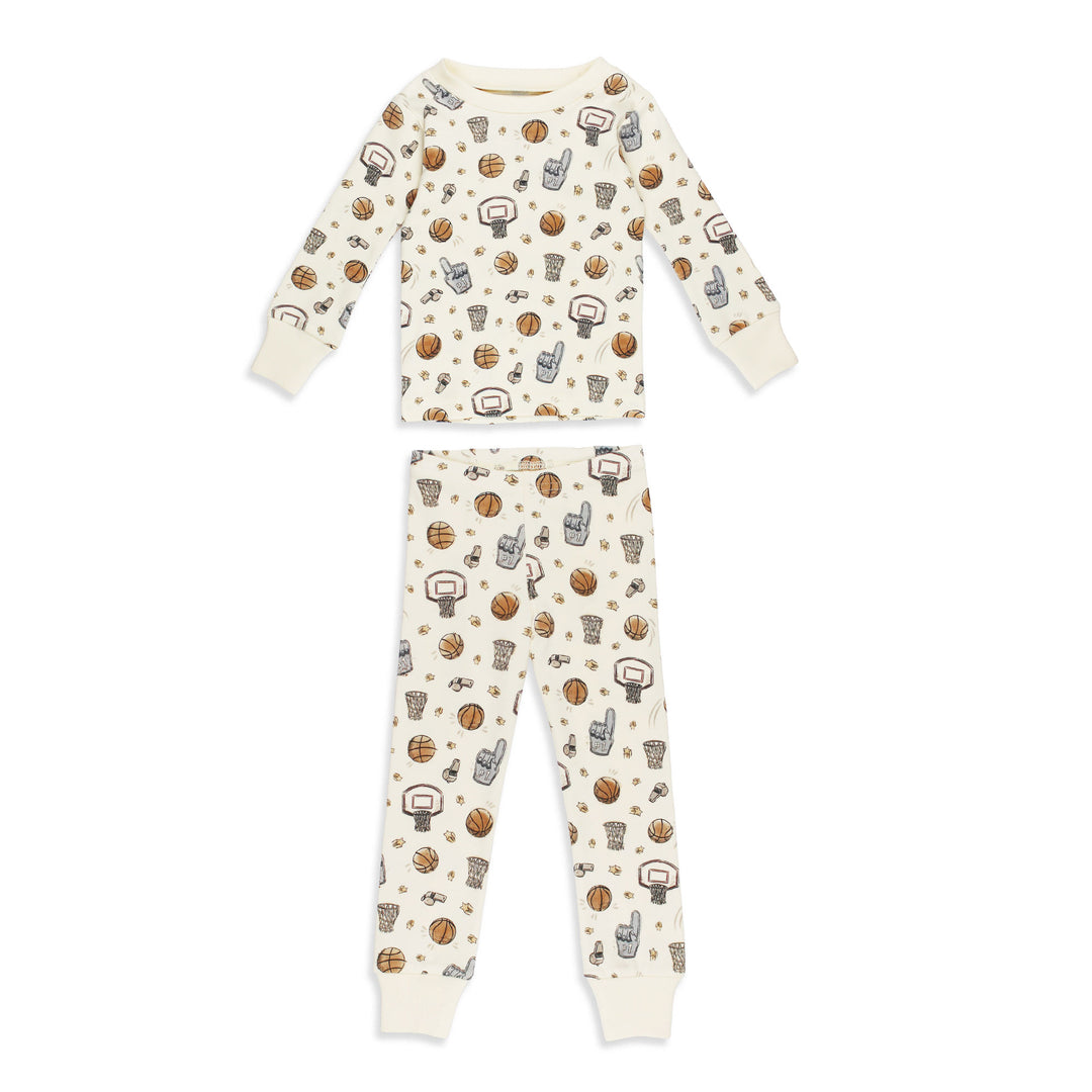 Kids' Organic L/Sleeve PJ Set in Hoops.