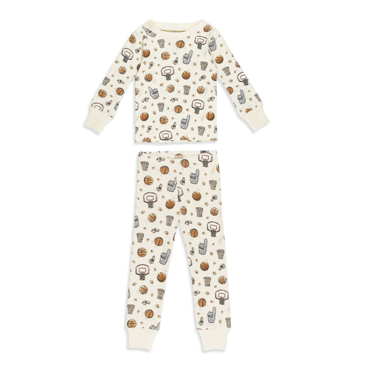 Kids' Organic L/Sleeve PJ Set in Hoops.