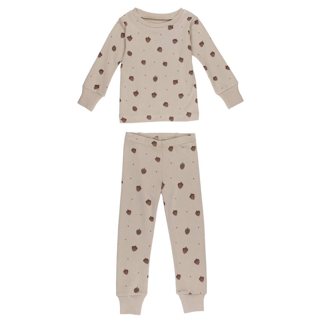 Kids' Organic L/Sleeve PJ Set in Little Acorn.