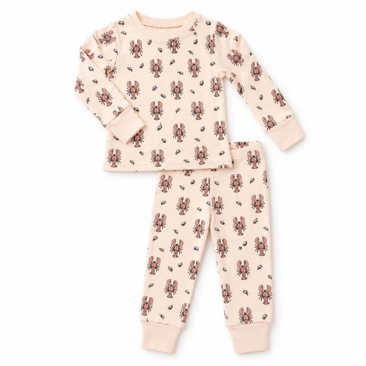 Kids' Organic L/Sleeve PJ Set in Lobster.
