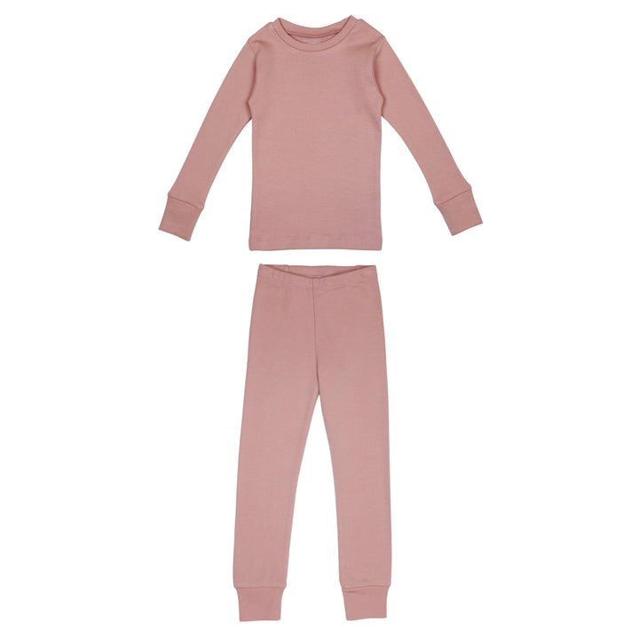 Organic Kids' L/Sleeve PJ Set in Mauve, a medium pink color.