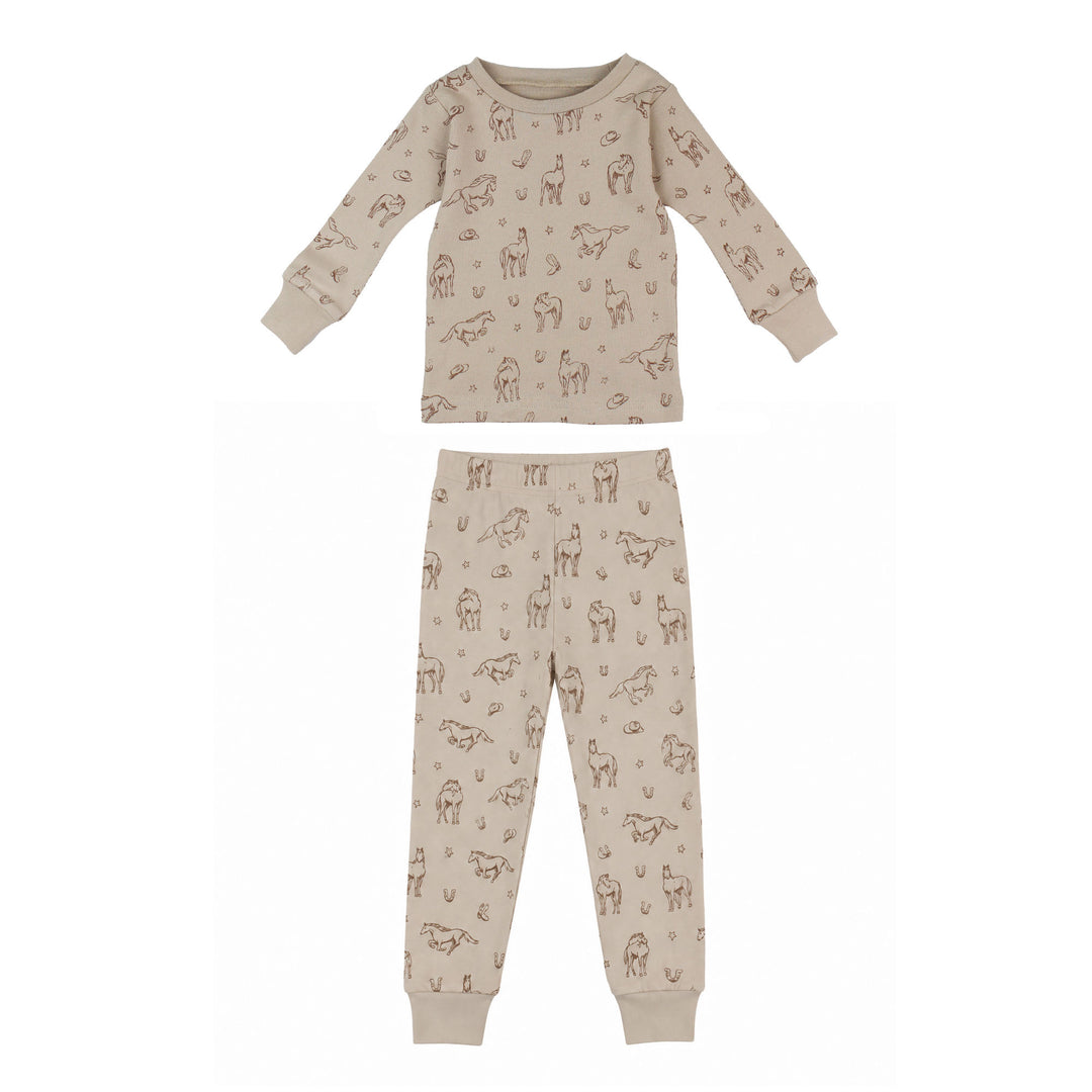 Kids' Organic L/Sleeve PJ Set in Mini Buckaroo.