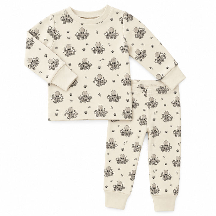 Kids' Organic L/Sleeve PJ Set in Octopus.