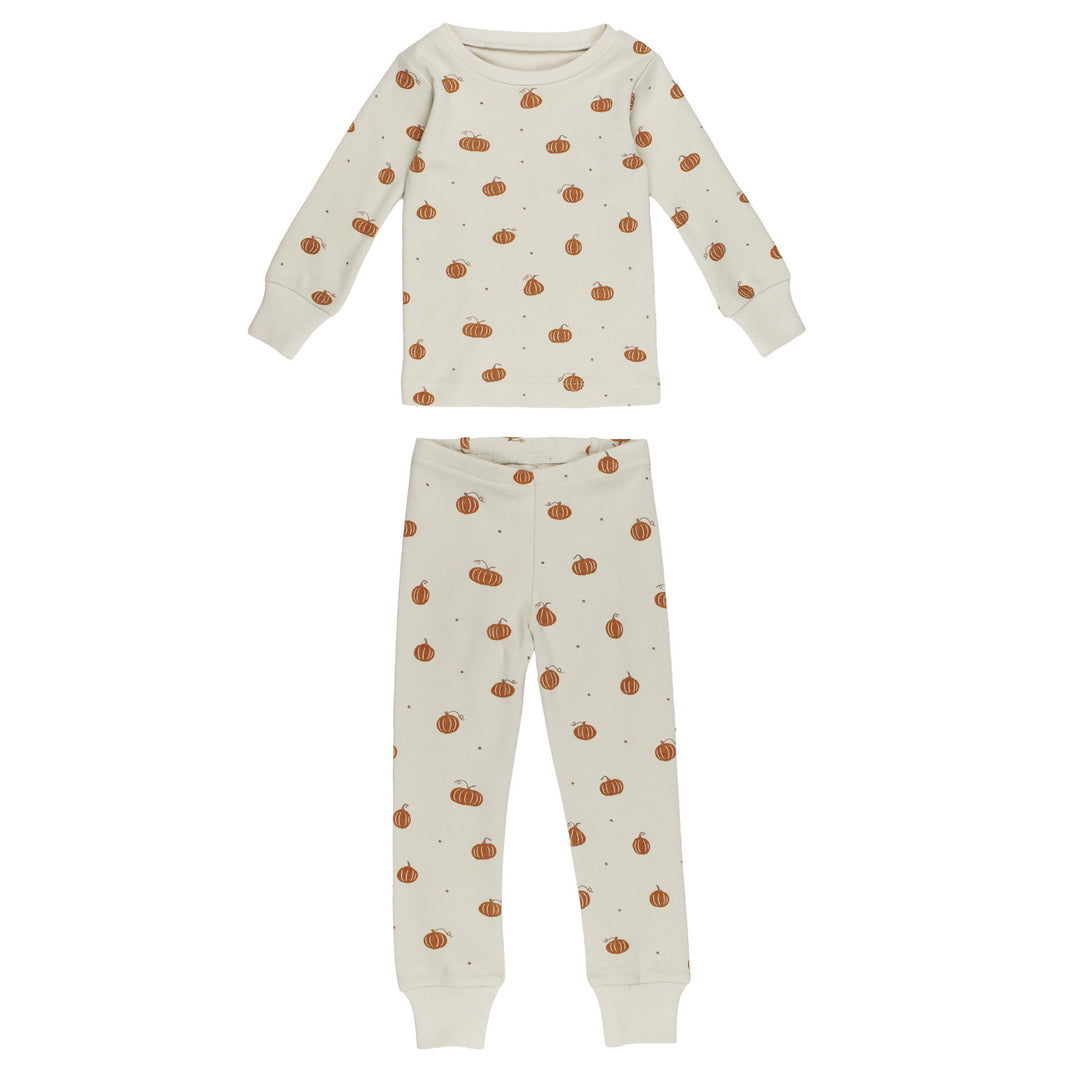 Kids' Organic L/Sleeve PJ Set in Pumpkin Spice.
