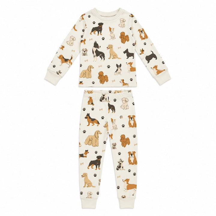 Kids' Organic L/Sleeve PJ Set in Puppy Love.