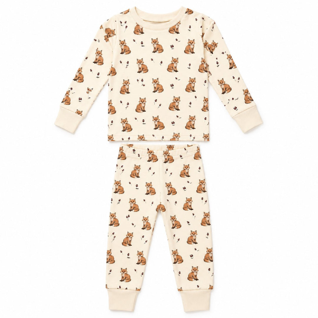 Kids' Organic L/Sleeve PJ Set in Red Fox.